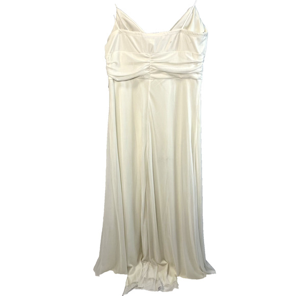 B. Smart 13/14 Ivory Chiffon Long Formal Gown Empire Waist Ruched Bust - Picture 2 of 14